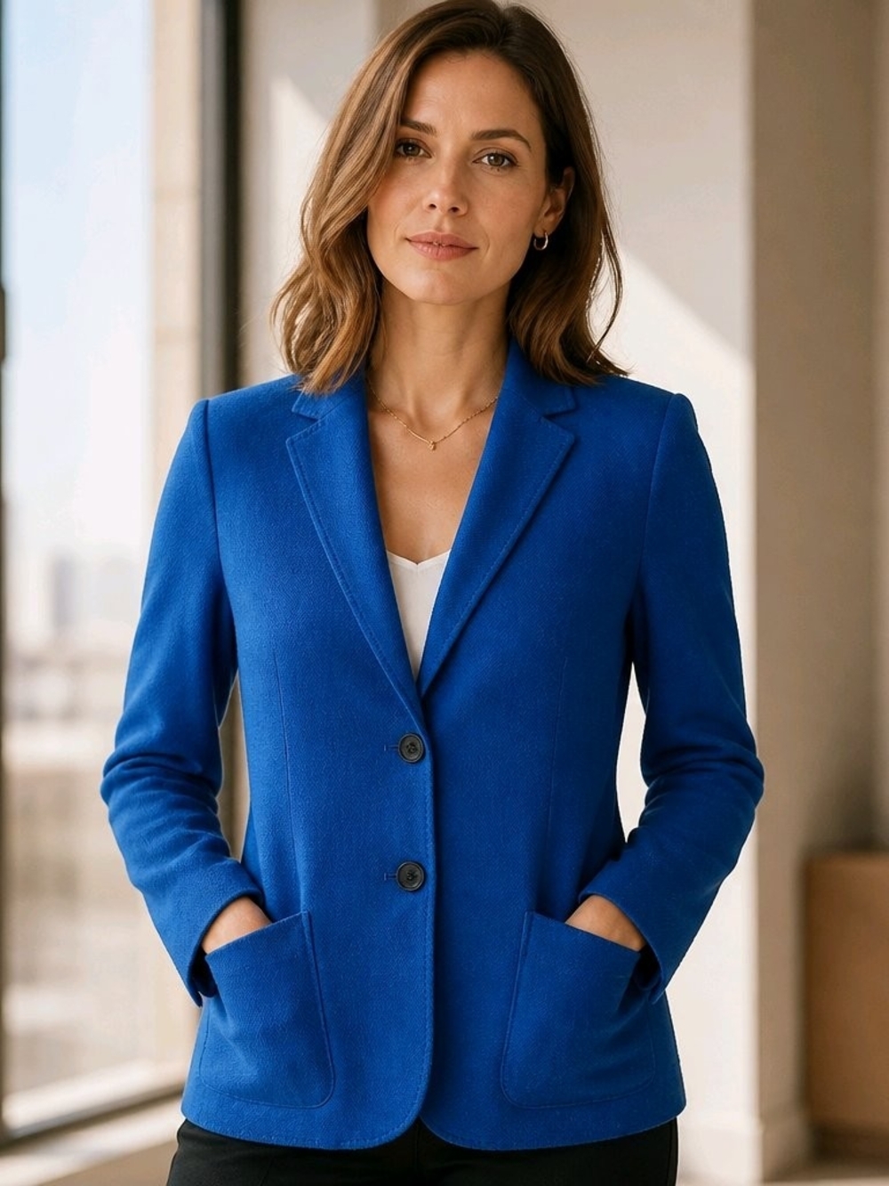Talbots Royal Blue Two-Button Tailored Blazer